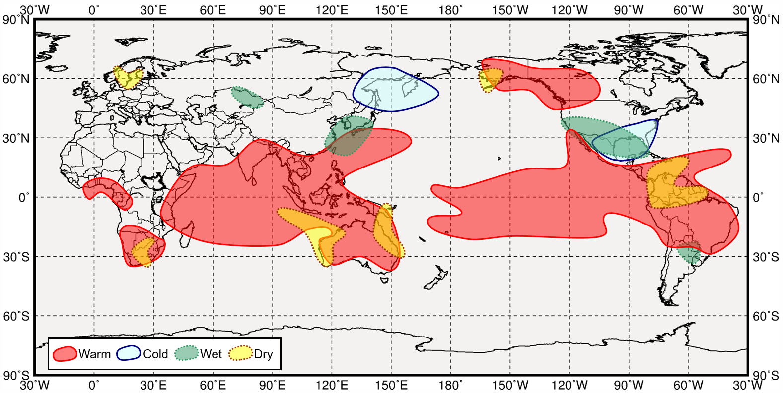 Global impacts associated with El Niño events