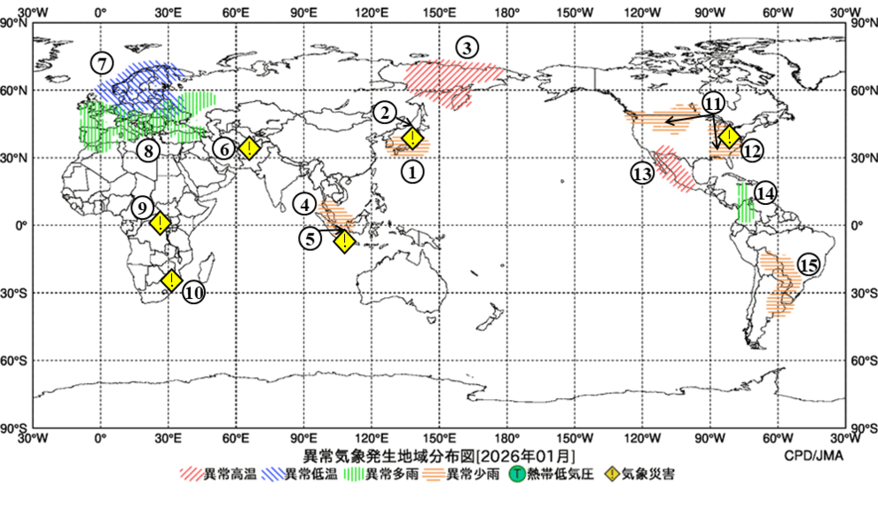 異常気象現象分布図