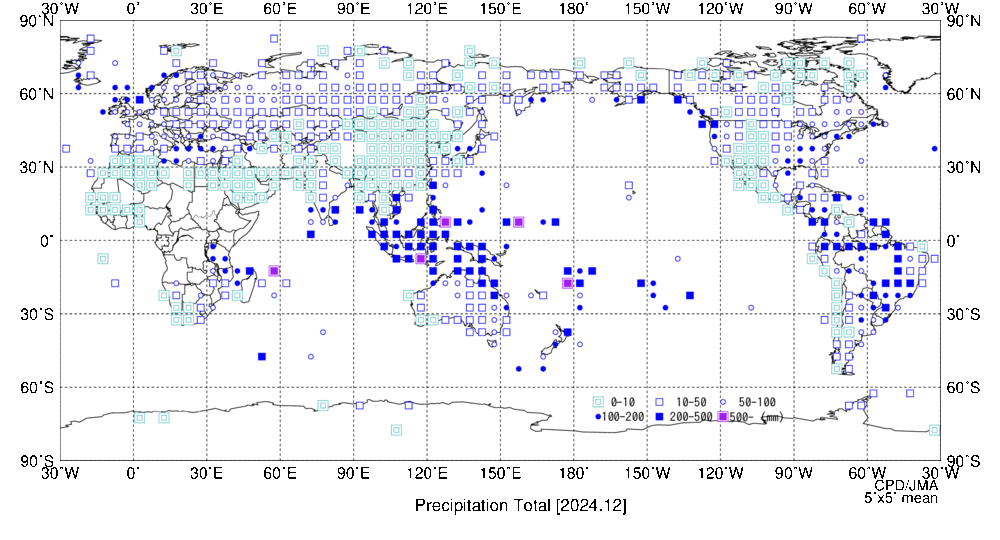 月降水量階級分布図の図