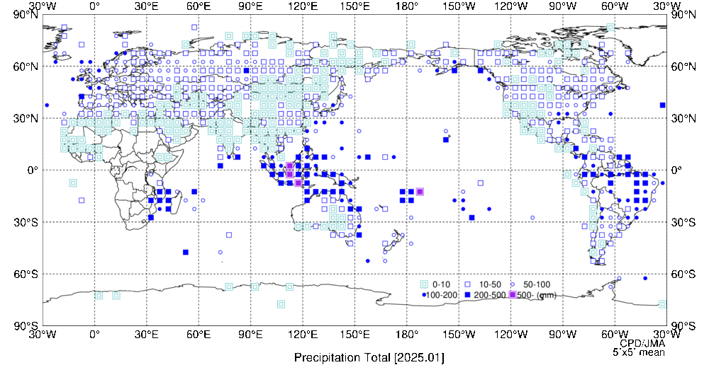 月降水量階級分布図の図