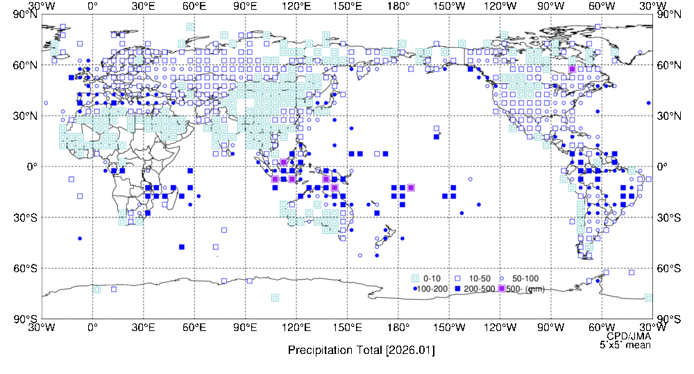月降水量階級分布図の図