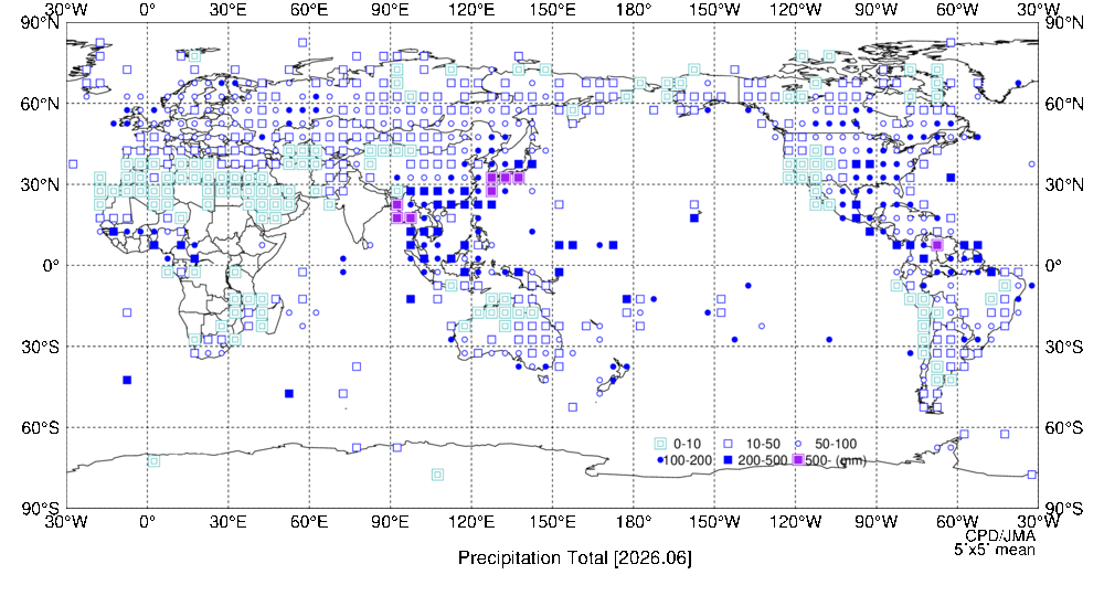 月降水量階級分布図の図