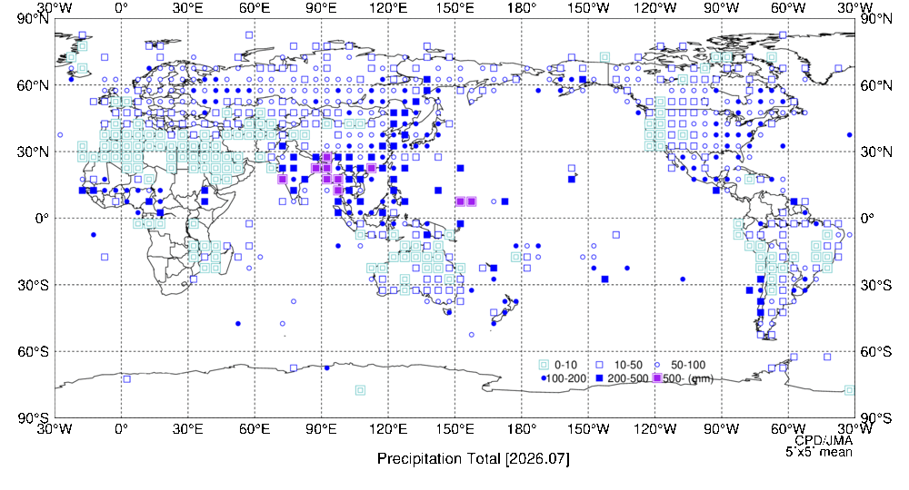 月降水量階級分布図の図