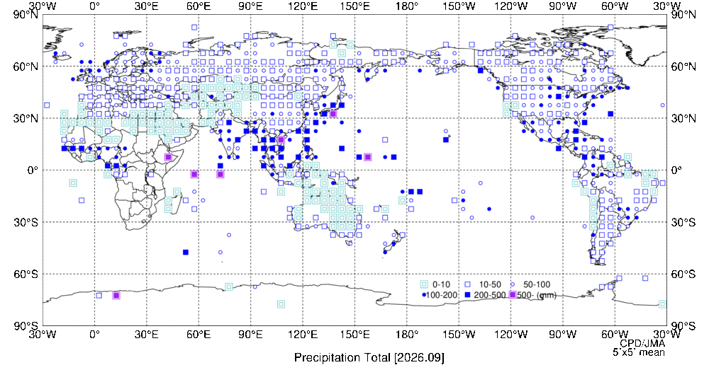 月降水量階級分布図の図