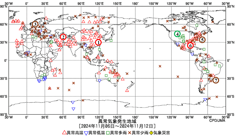 異常気象現象分布図