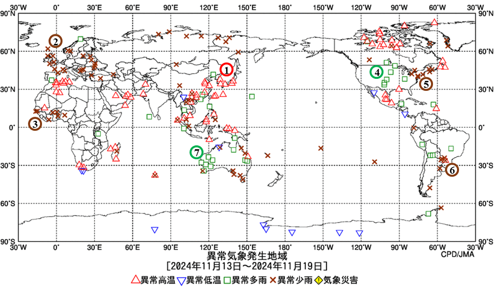 異常気象現象分布図