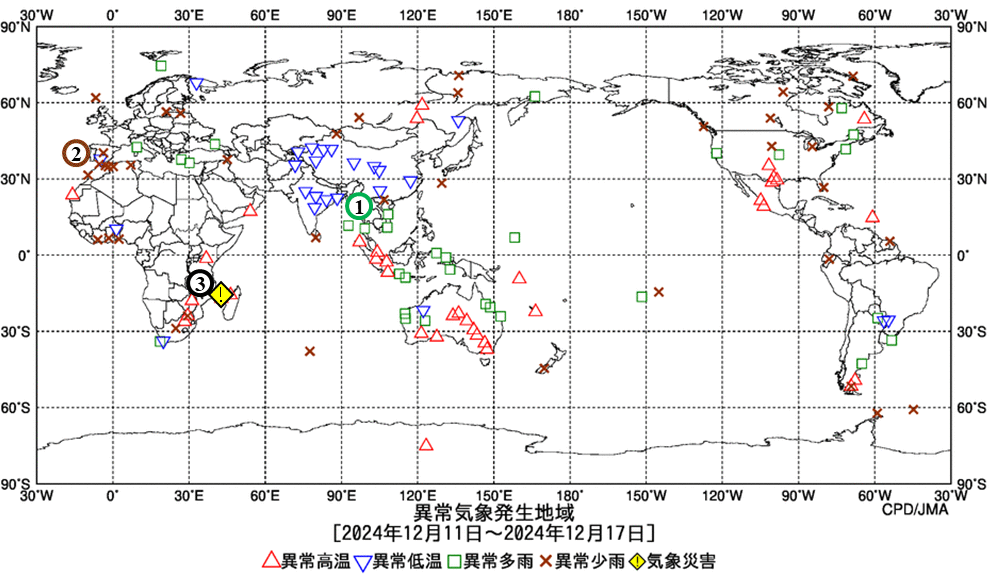 異常気象現象分布図