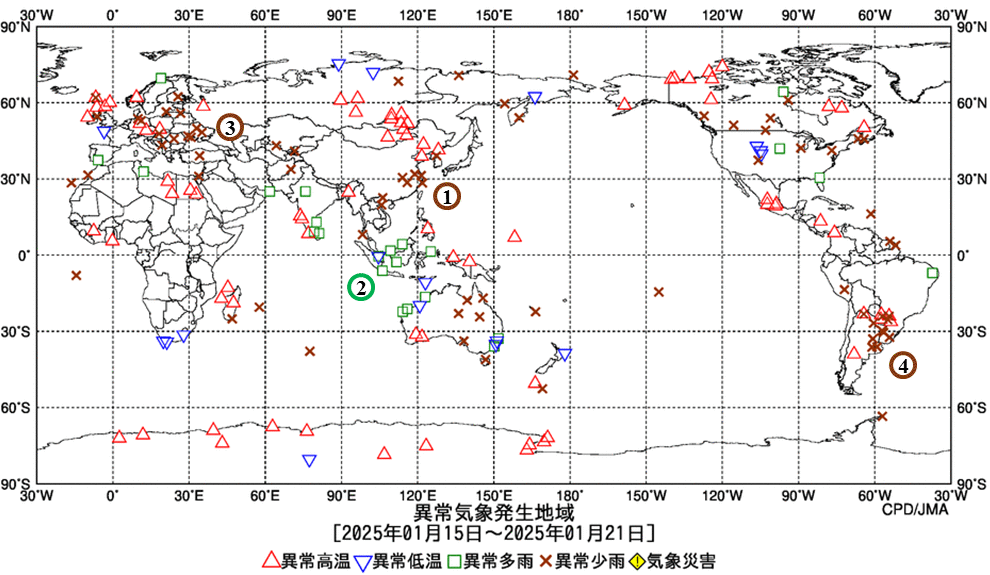 異常気象現象分布図