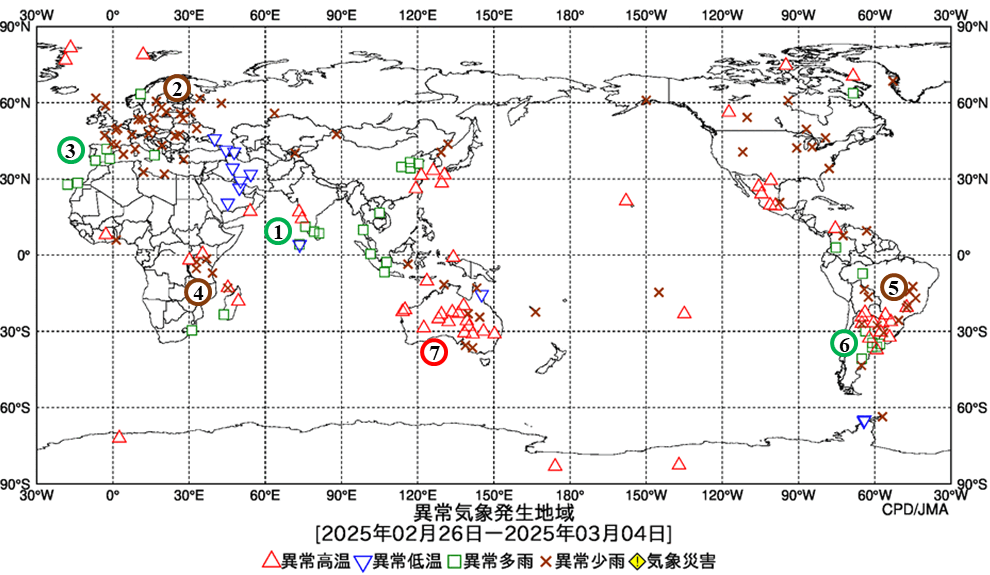 異常気象現象分布図