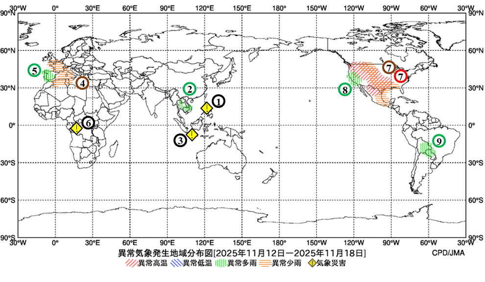 異常気象現象分布図