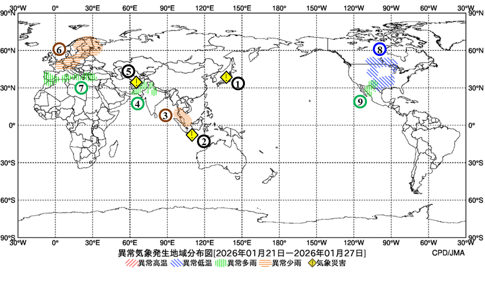 異常気象現象分布図