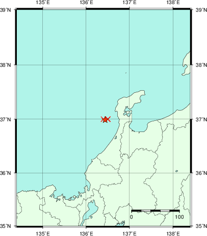 推定した震源の位置