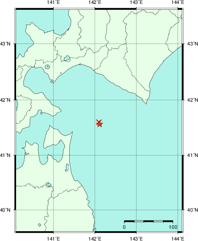 推定した震源の位置