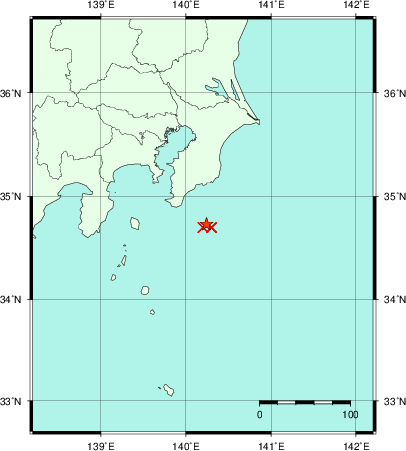 推定した震源の位置