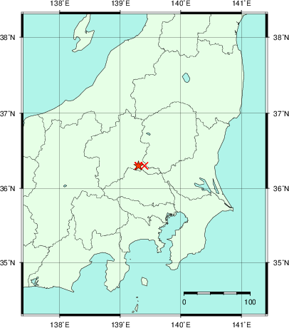 推定した震源の位置