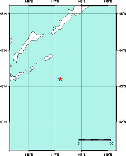 緊急地震速報第1報提供から主要動到達までの時間及び推計震度分布図