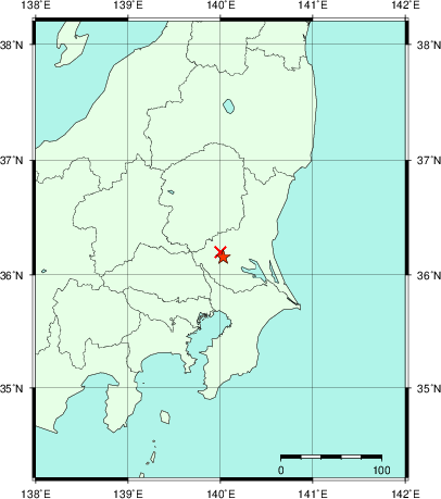 推定した震源の位置