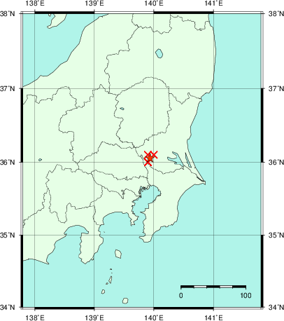 推定した震源の位置