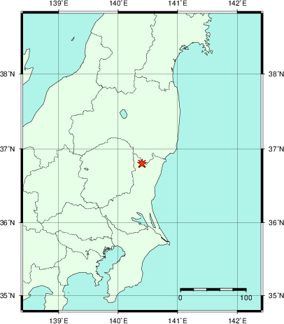 推定した震源の位置