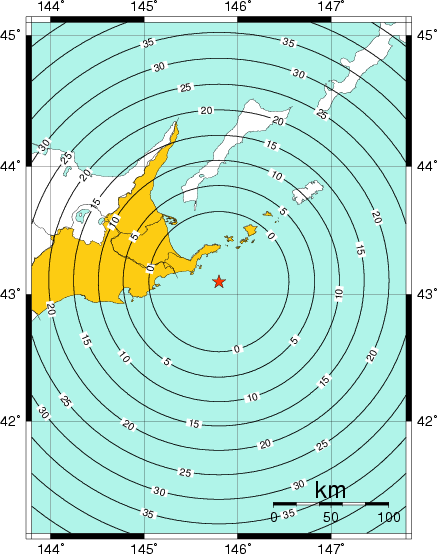 緊急地震速報（警報）を発表した地域及び主要動到達までの時間