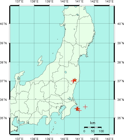 推定した震源の位置