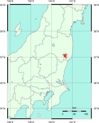 推定した震源の位置