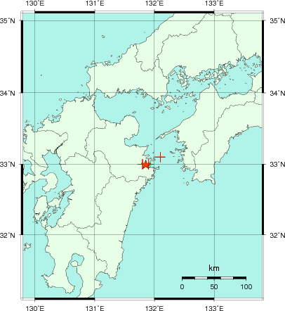 推定した震源の位置