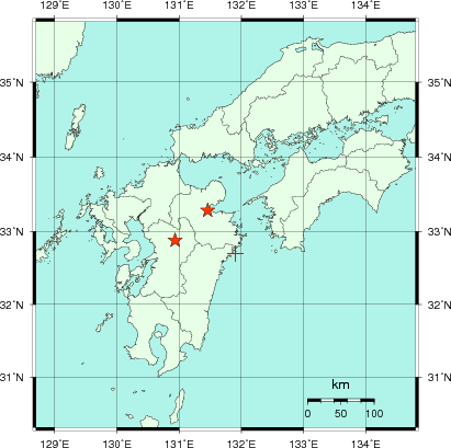 推定した震源の位置