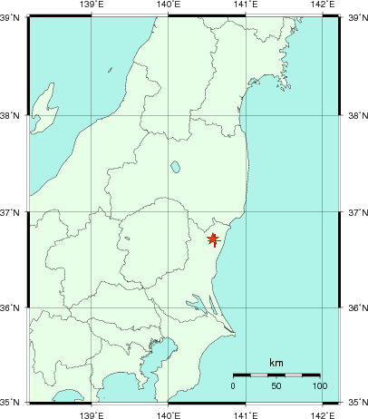 推定した震源の位置