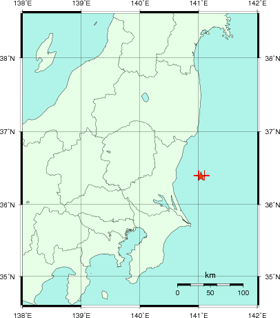 推定した震源の位置