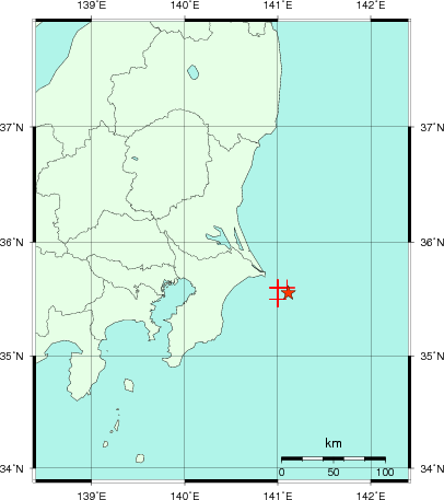 推定した震源の位置