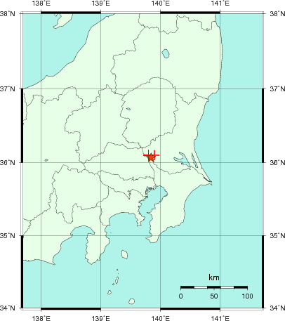 推定した震源の位置