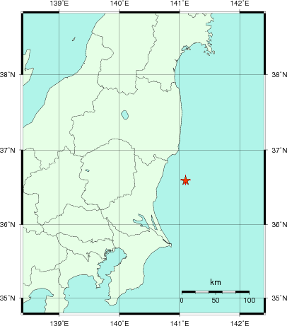 推定した震源の位置