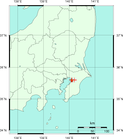 推定した震源の位置