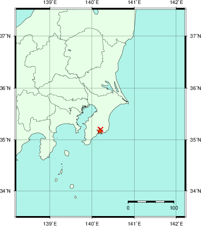 推定した震源の位置