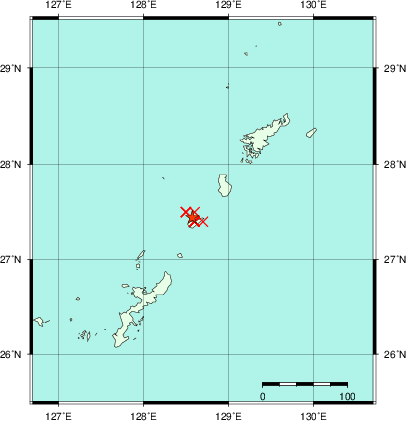 推定した震源の位置