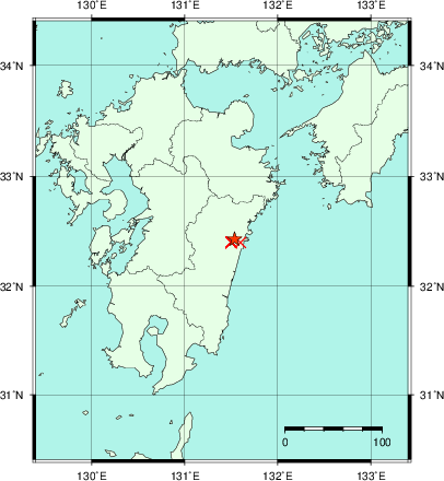 推定した震源の位置