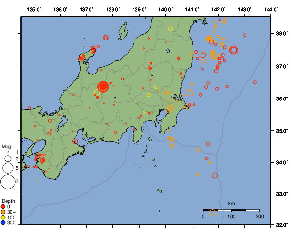 震央分布図