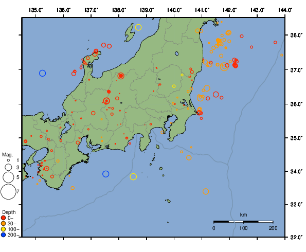 震央分布図