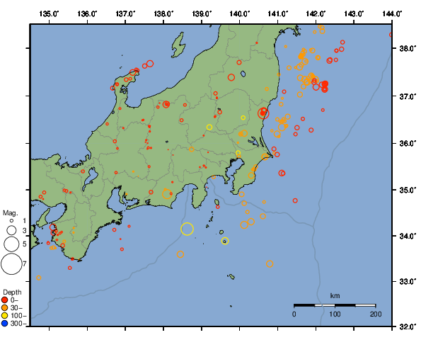 震央分布図