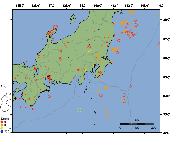 震央分布図