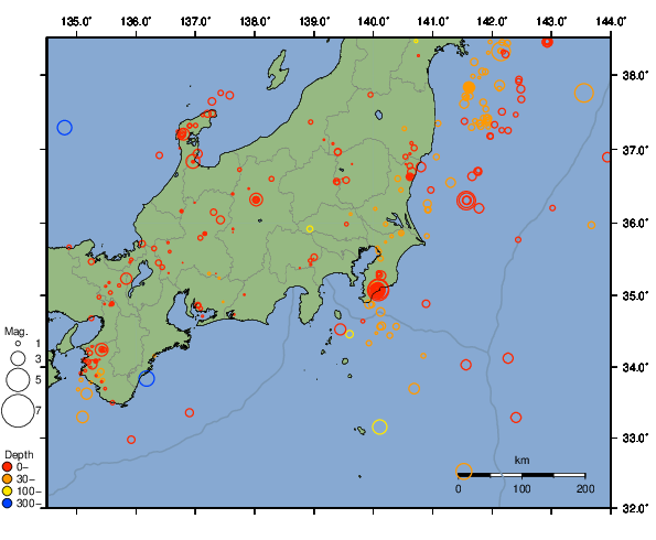 震央分布図
