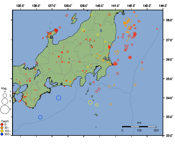 震央分布図