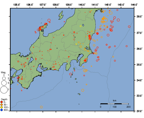 震央分布図
