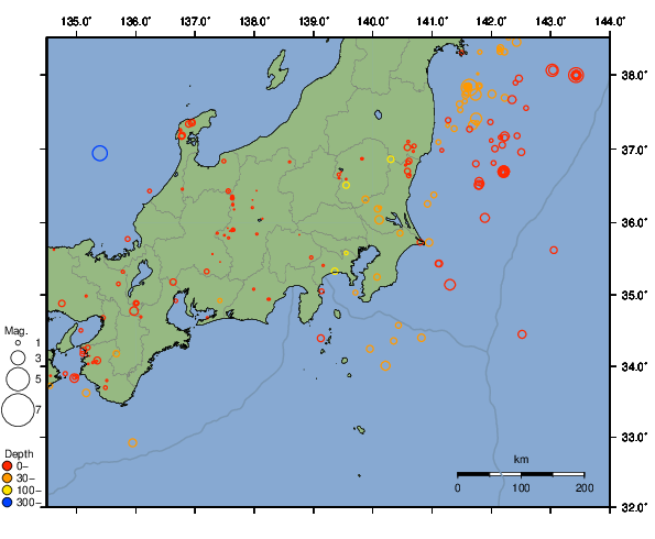 震央分布図