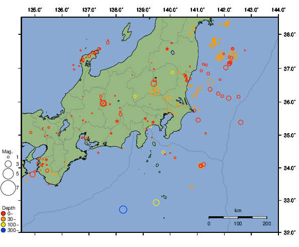 震央分布図