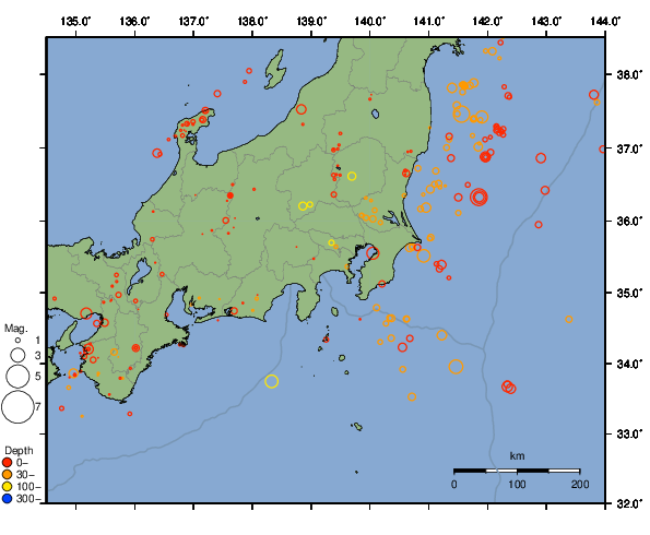 震央分布図