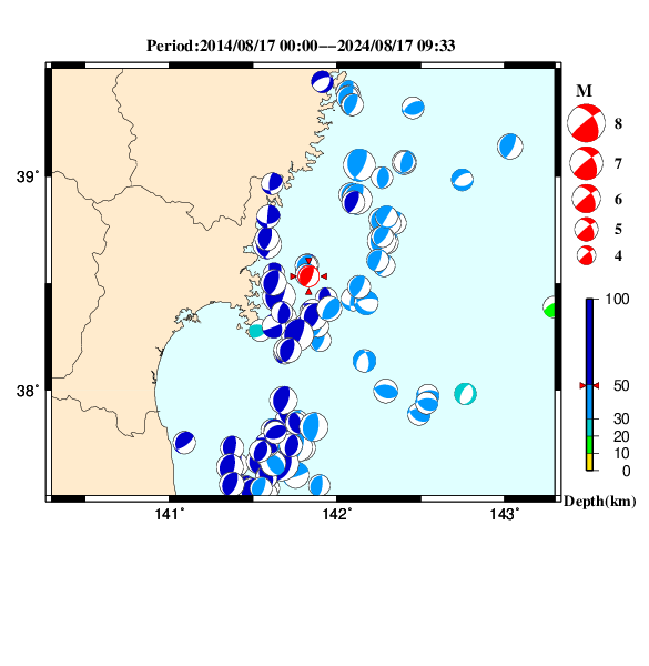 過去に起きた地震のＣＭＴ解