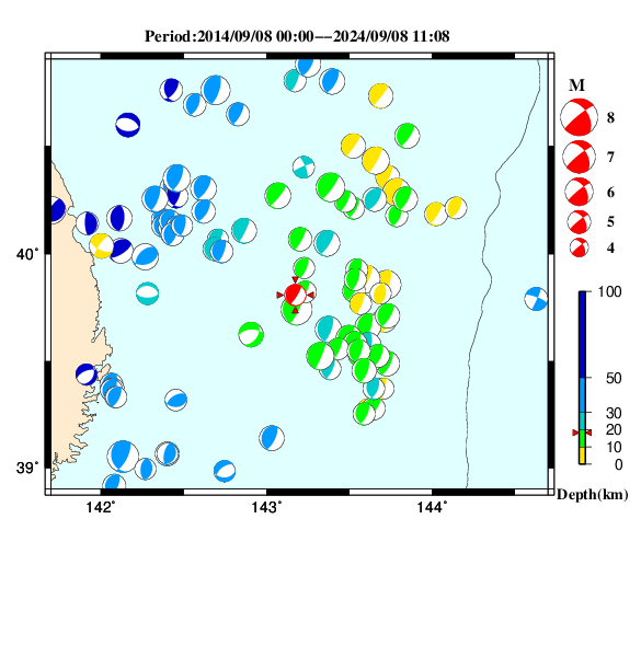 過去に起きた地震のＣＭＴ解