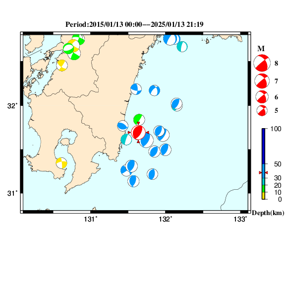 過去に起きた地震のＣＭＴ解